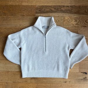 Everlane Felted Merino Half Zip - Heathered Oat